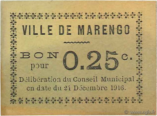 25 Centimes ALGERIA Marengo 1916 JPCV.06 XF