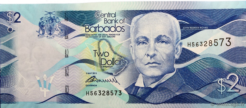 2 Dollars BARBADOS  2013 P.73a UNC