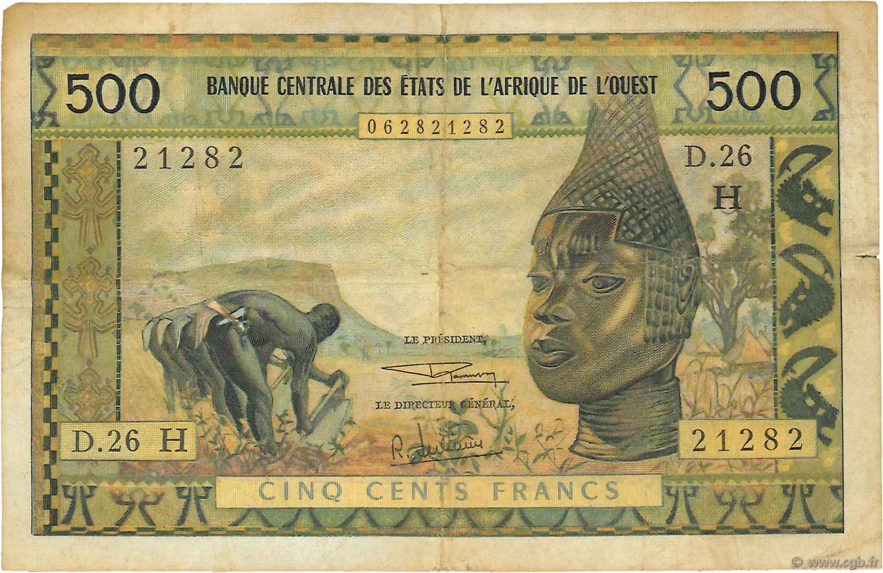 500 Francs ESTADOS DEL OESTE AFRICANO  1969 P.602Hg BC+