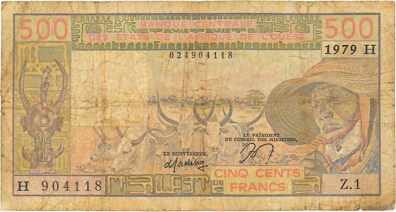 500 Francs ESTADOS DEL OESTE AFRICANO  1979 P.605Ha RC
