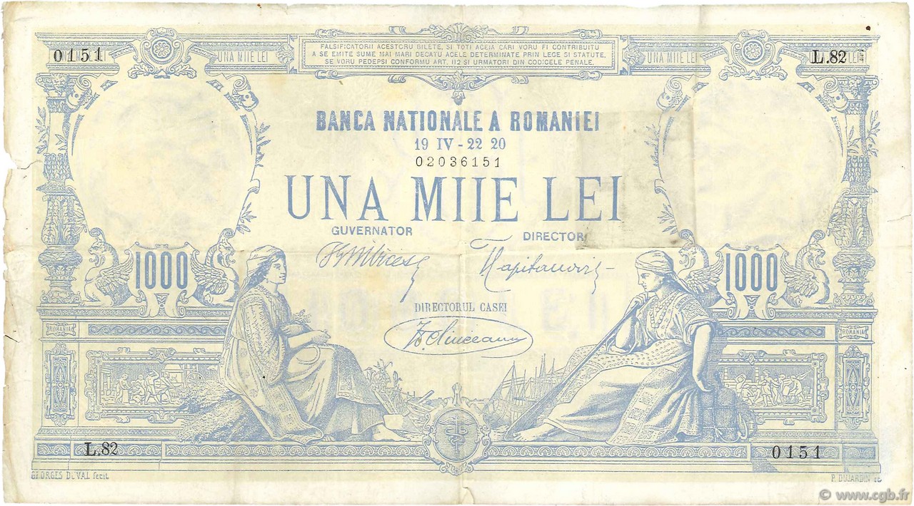 1000 Lei ROUMANIE  1920 P.023a pr.TTB