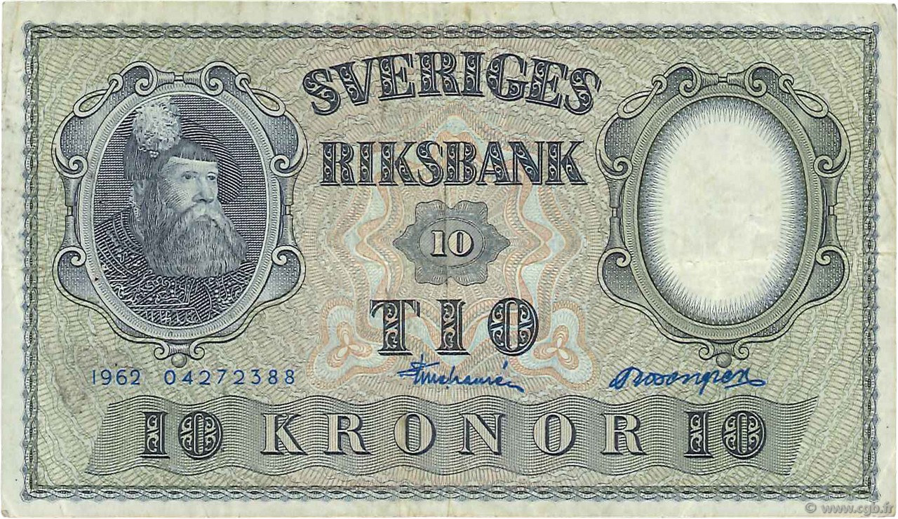 10 Kronor SUÈDE  1962 P.43i MB