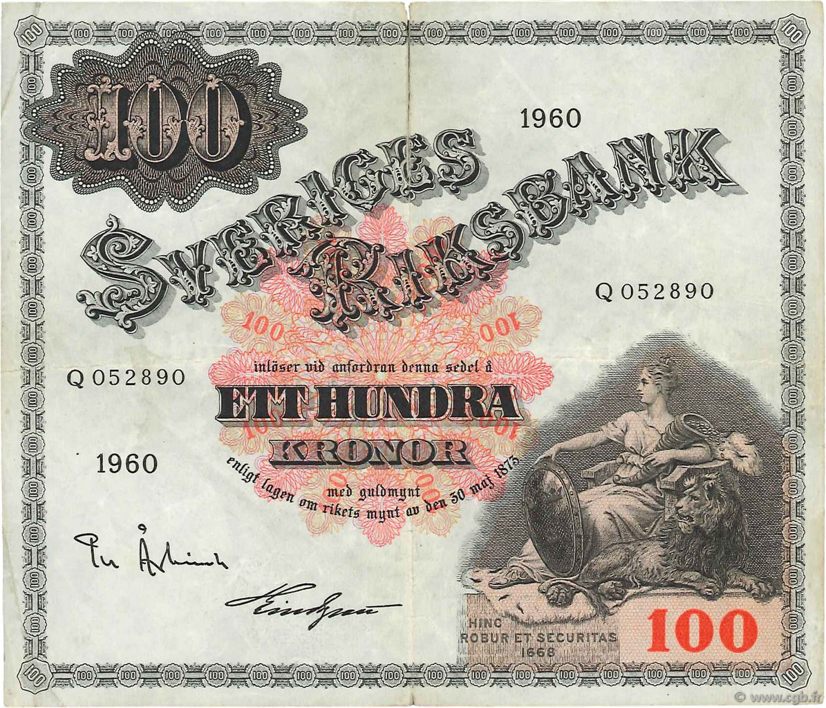 100 Kronor SUÈDE  1960 P.48b MBC