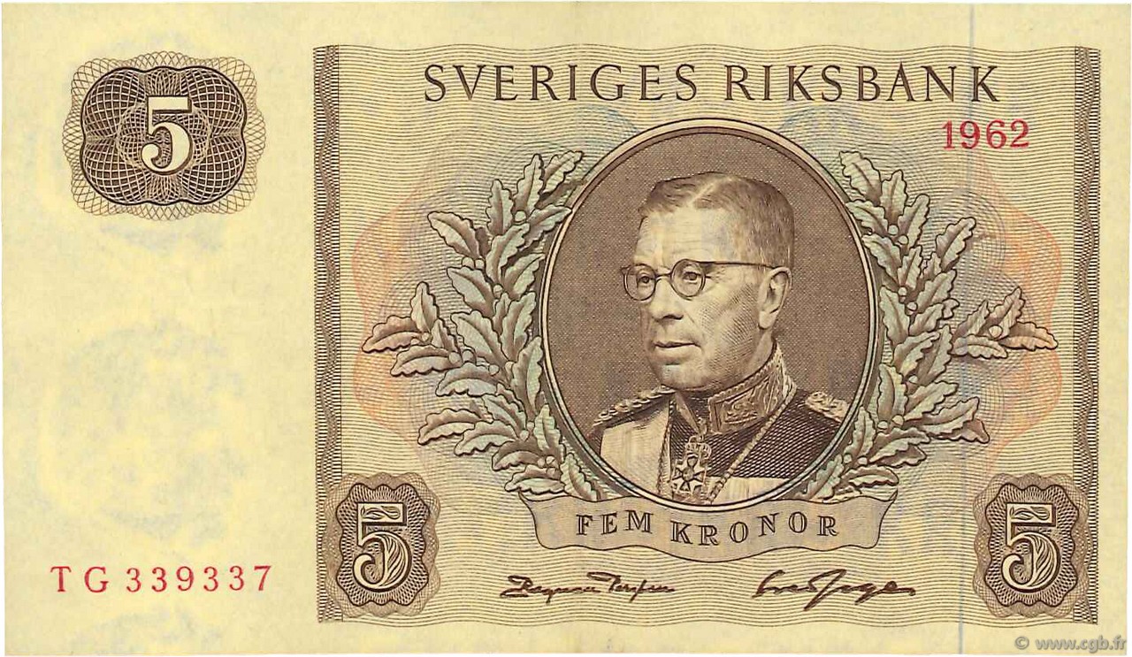 5 Kronor SUÈDE  1962 P.50a SC