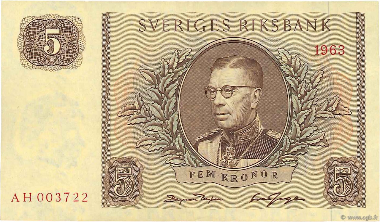 5 Kronor SUÈDE  1963 P.50b AU