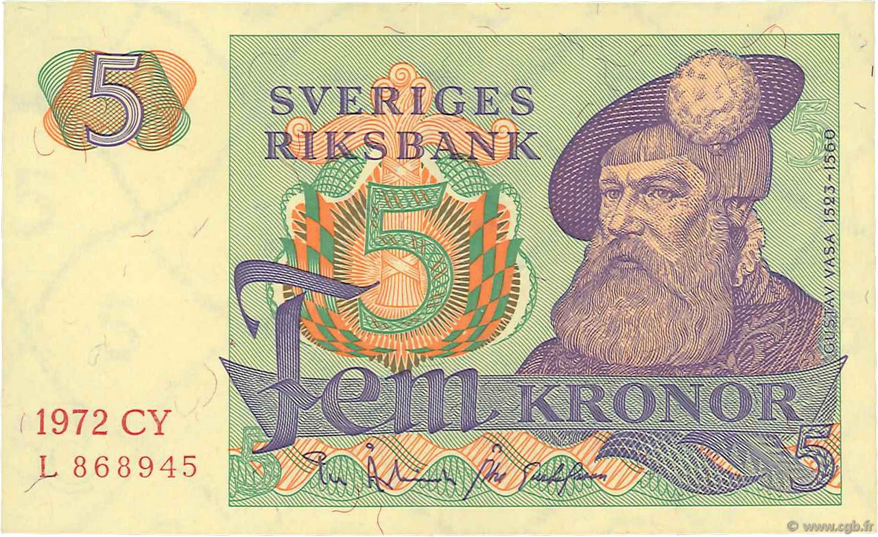 5 Kronor SUÈDE  1972 P.51c SC+