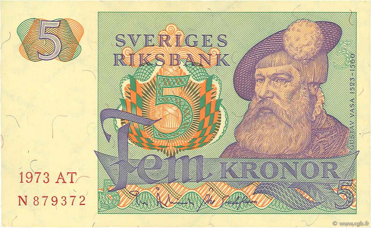 5 Kronor SUÈDE  1973 P.51c SPL+