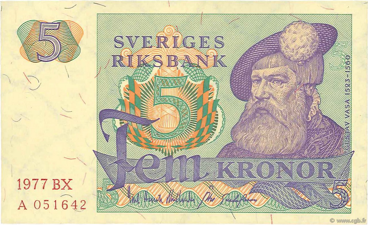 5 Kronor SUÈDE  1977 P.51c ST