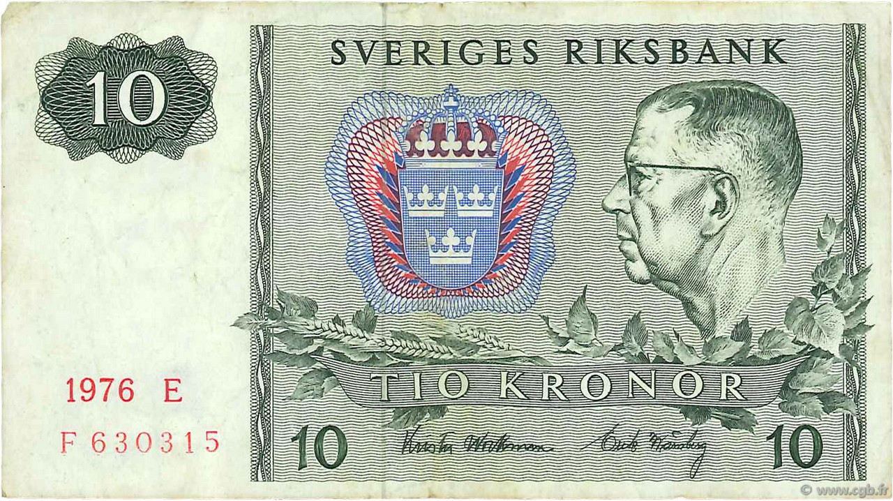 10 Kronor SUÈDE  1976 P.52d S