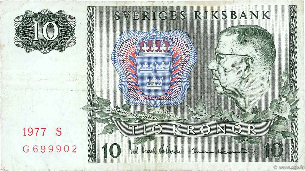 10 Kronor SUÈDE  1977 P.52d F