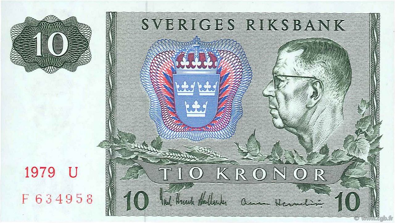 10 Kronor SUÈDE  1979 P.52d SC+