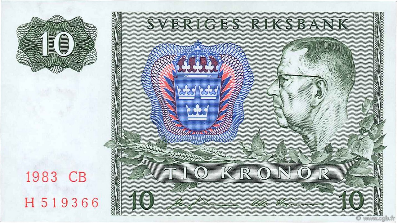 10 Kronor SUÈDE  1983 P.52e SPL