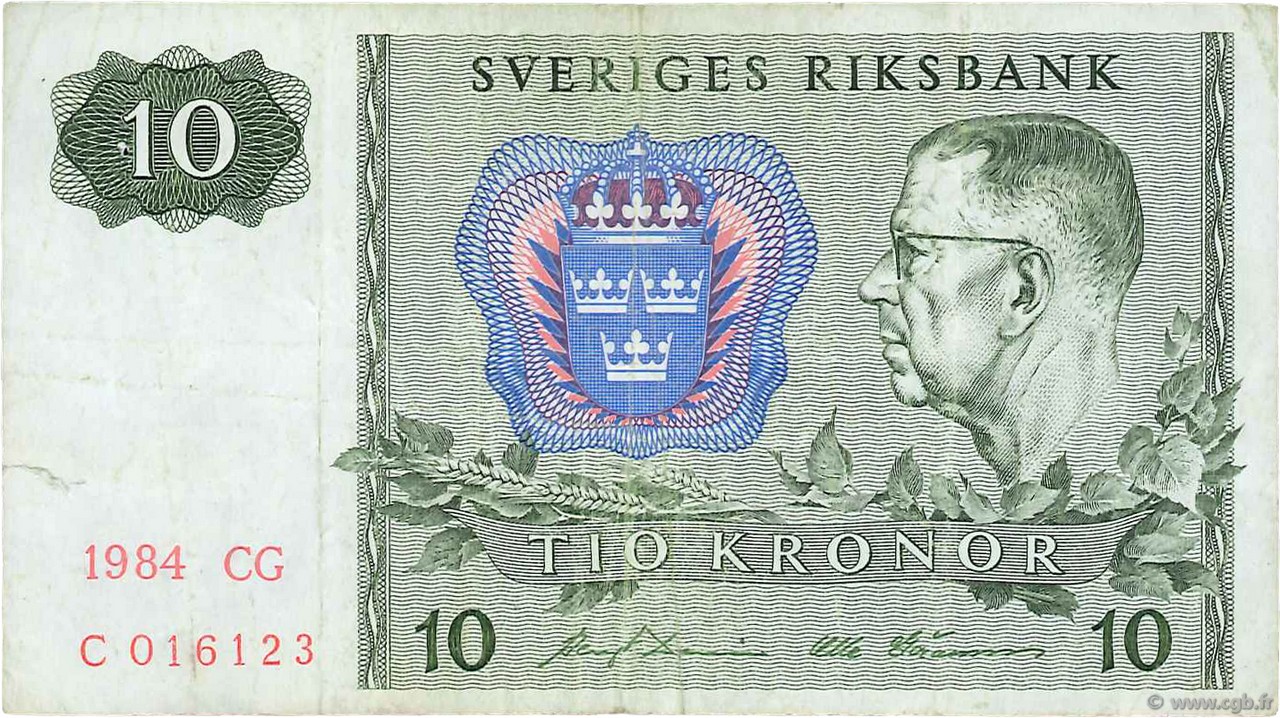 10 Kronor SUÈDE  1984 P.52e F
