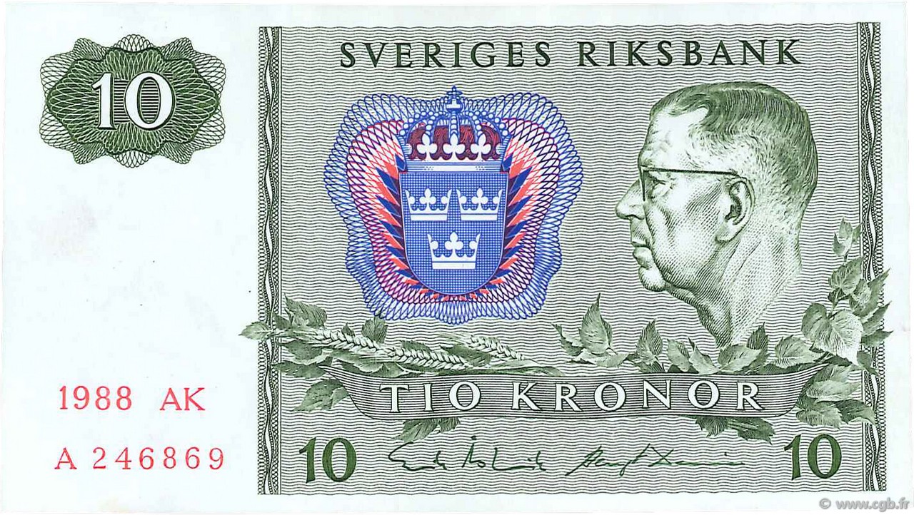 10 Kronor SUÈDE  1988 P.52e VZ