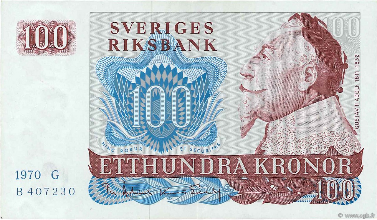 100 Kronor SUÈDE  1970 P.54a XF