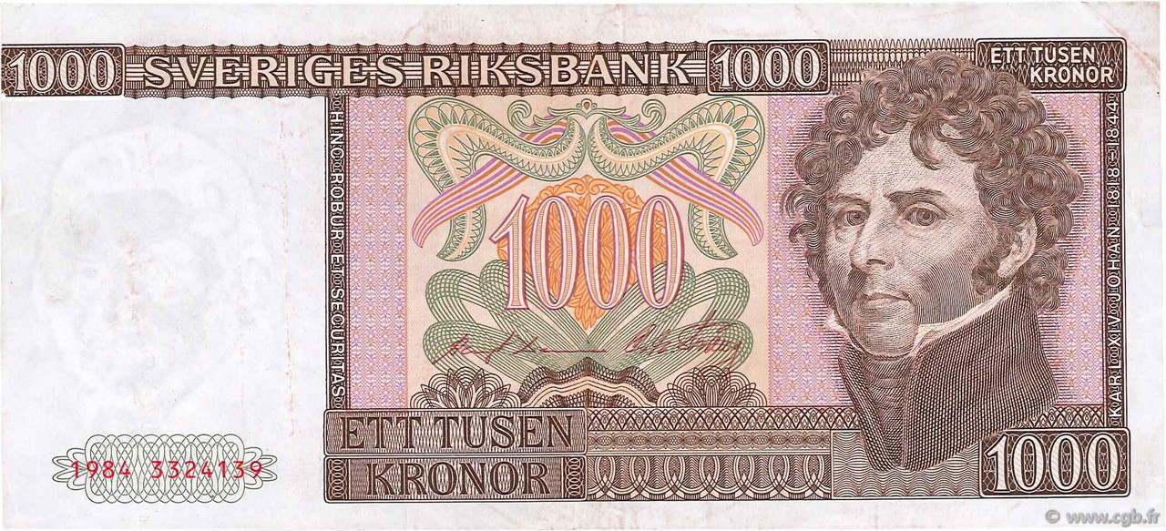 1000 Kronor SUÈDE  1984 P.55b VF