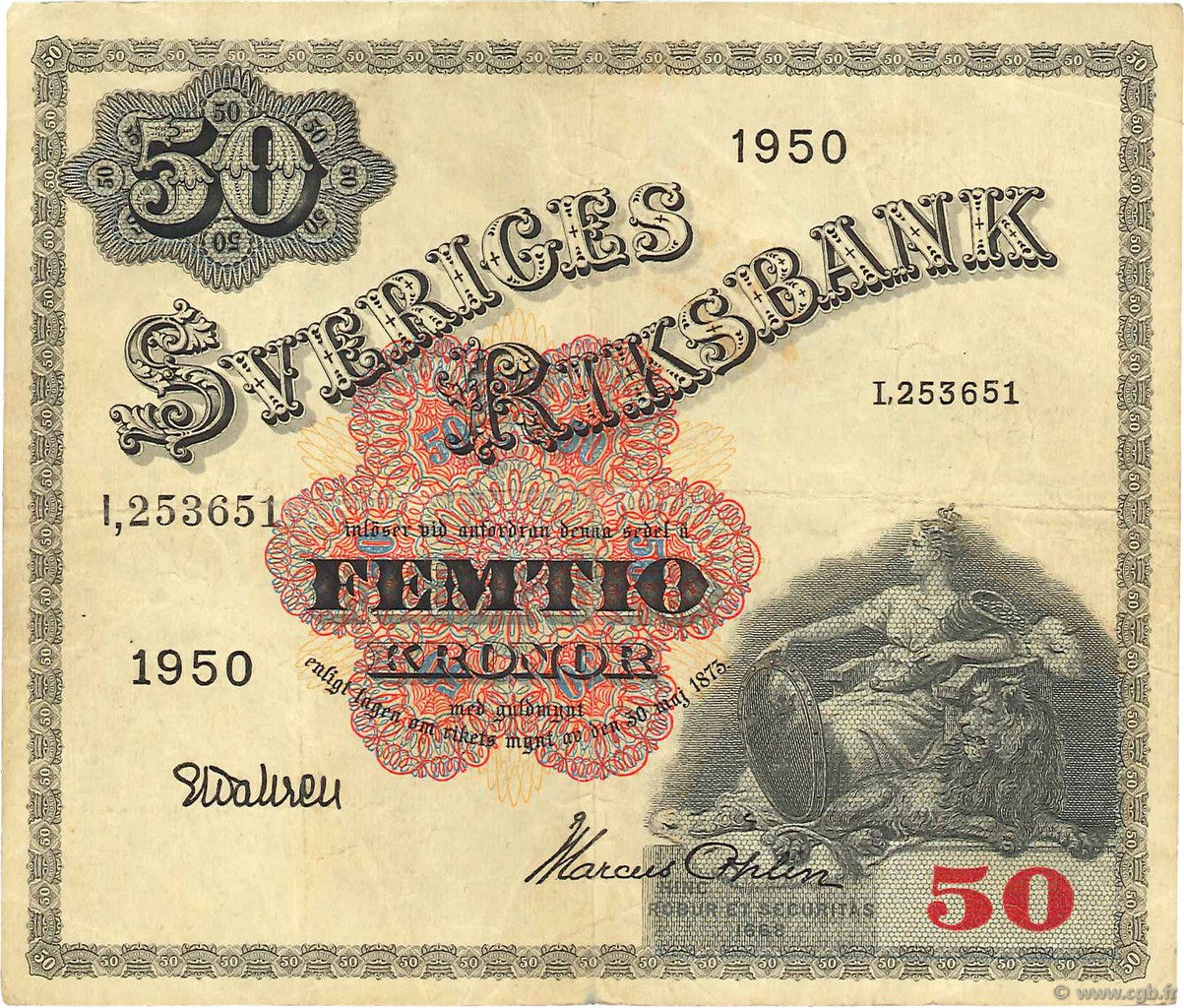 50 Kronor SWEDEN  1950 P.35ae VF