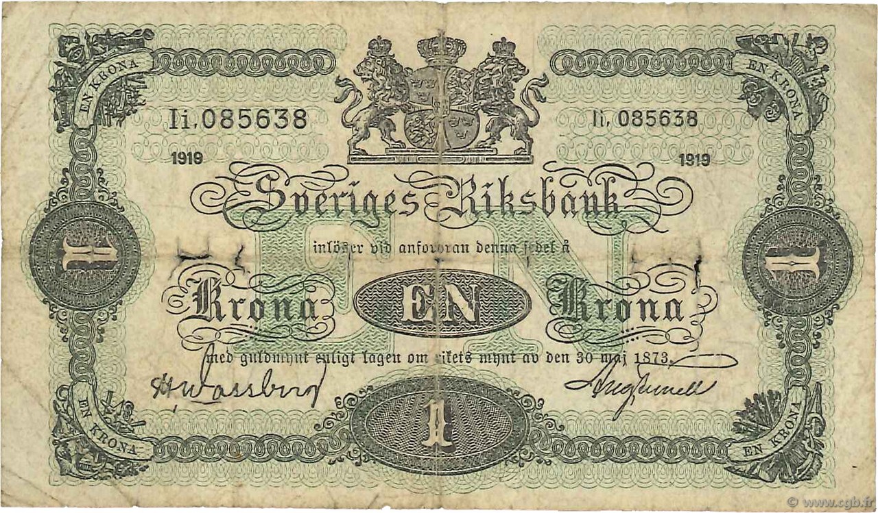 1 Krona SUÈDE  1919 P.32b RC