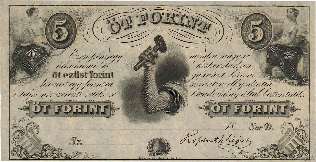 5 Forint HUNGRíA  1852 PS.143r1 EBC+