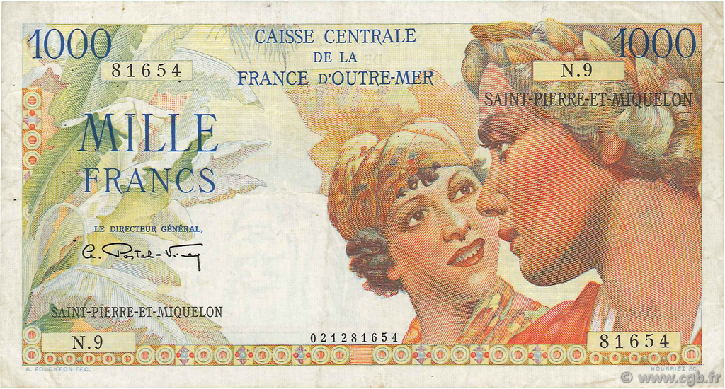 1000 Francs Union Française SAINT PIERRE ET MIQUELON  1946 P.28 TB+