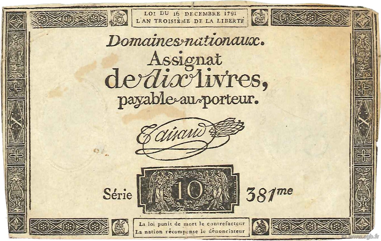10 Livres FRANCIA  1791 Ass.21a BB