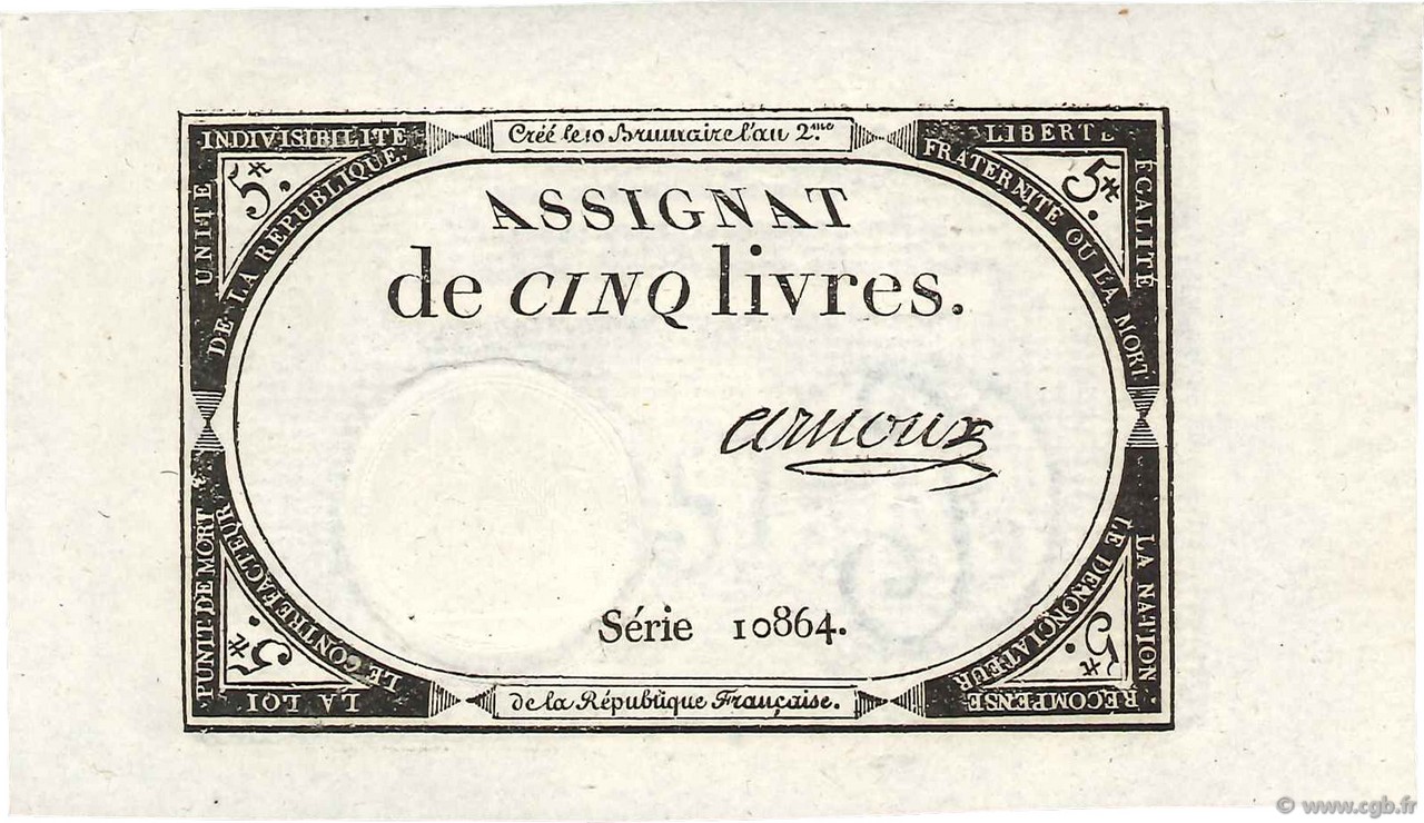 5 Livres FRANKREICH  1793 Ass.46a ST