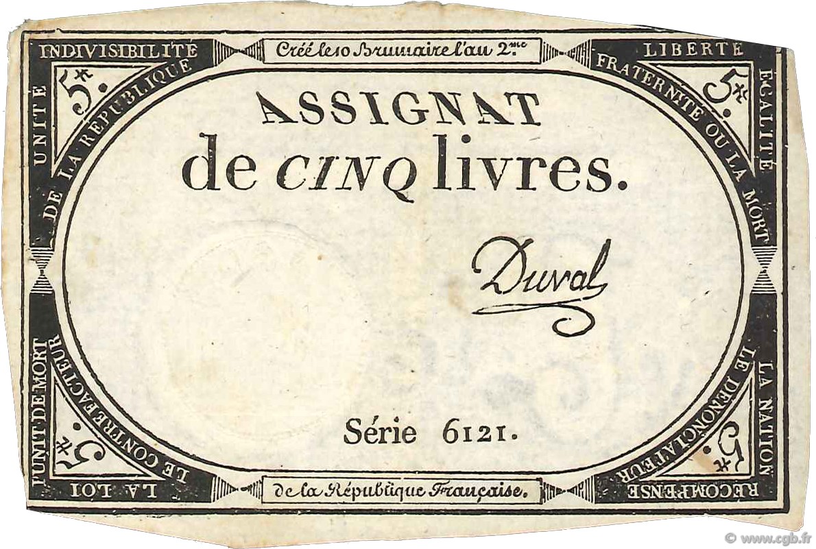 5 Livres FRANCIA  1793 Ass.46a BB