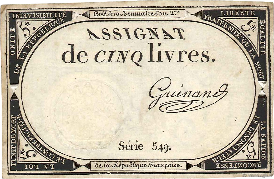 5 Livres FRANCE  1793 Ass.46a VF - XF