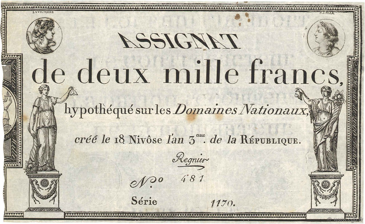 2000 Francs FRANCE  1795 Ass.51a TB+