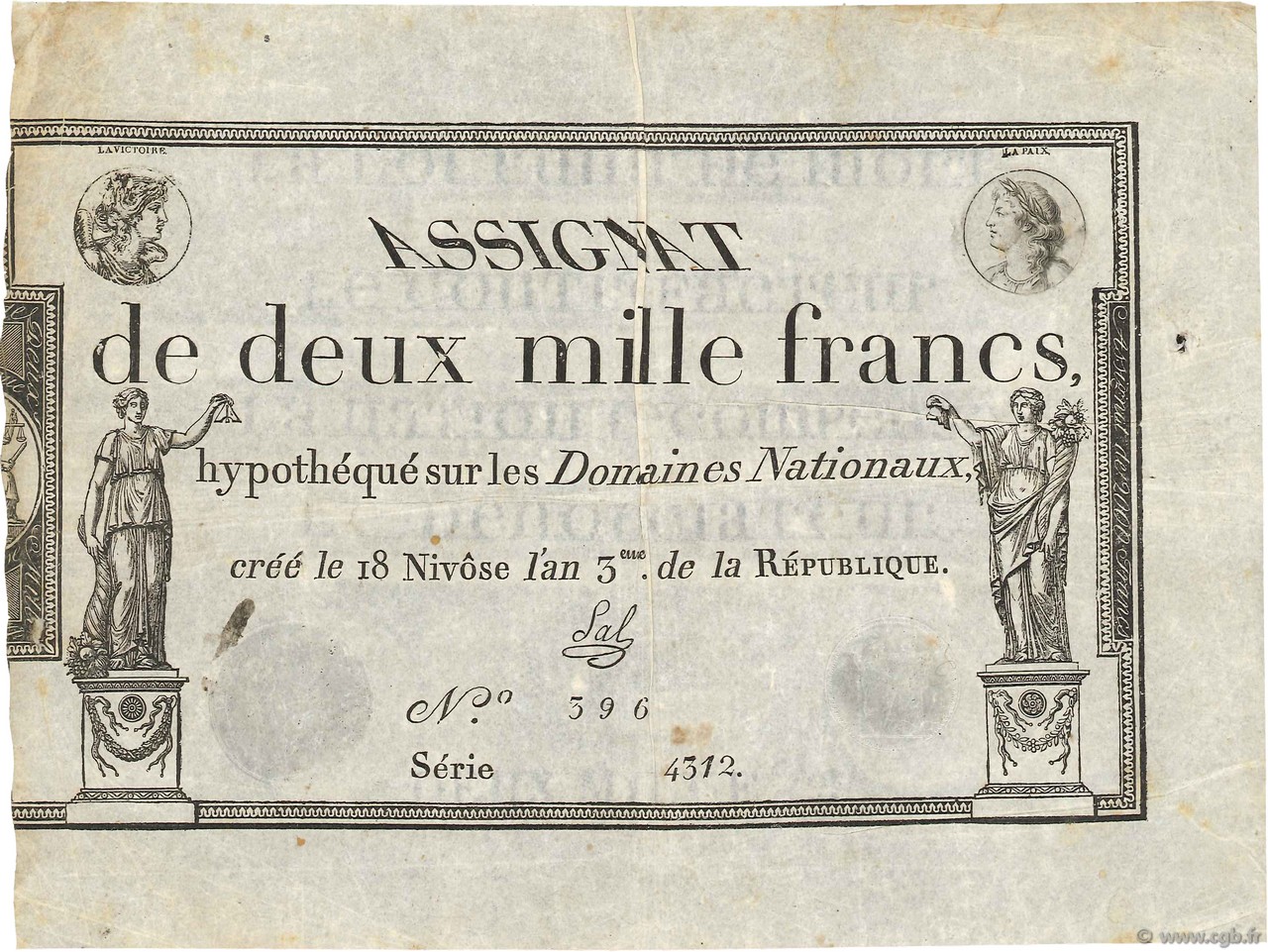 2000 Francs FRANKREICH  1795 Ass.51a S to SS