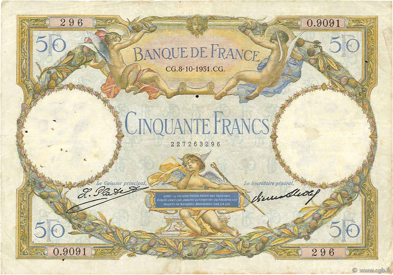 50 Francs LUC OLIVIER MERSON type modifié FRANCE  1931 F.16.02 TB