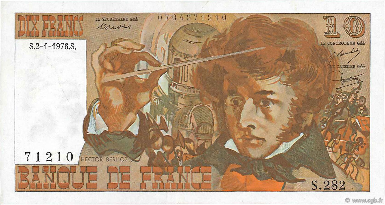 10 Francs BERLIOZ FRANCE  1976 F.63.16-282 XF