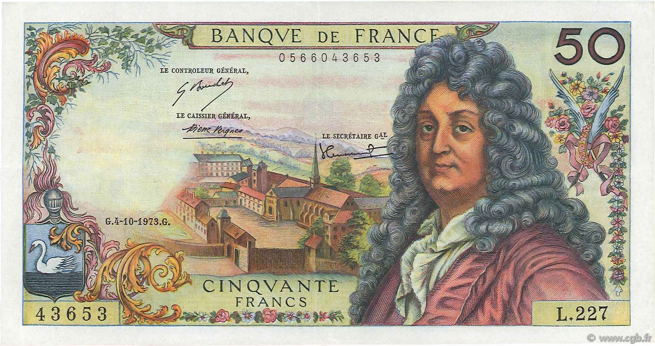50 Francs RACINE FRANKREICH  1973 F.64.24 VZ
