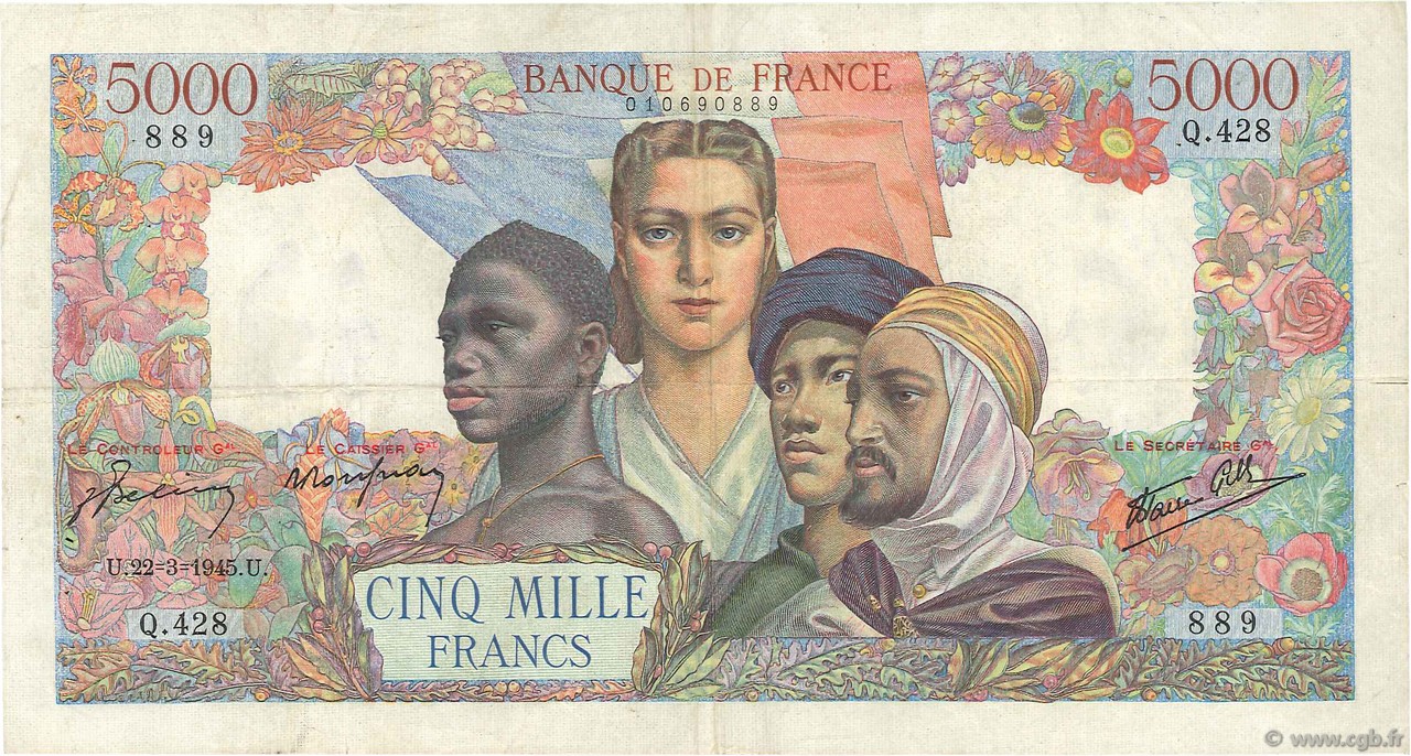 5000 Francs EMPIRE FRANÇAIS FRANCIA  1945 F.47.18 MBC