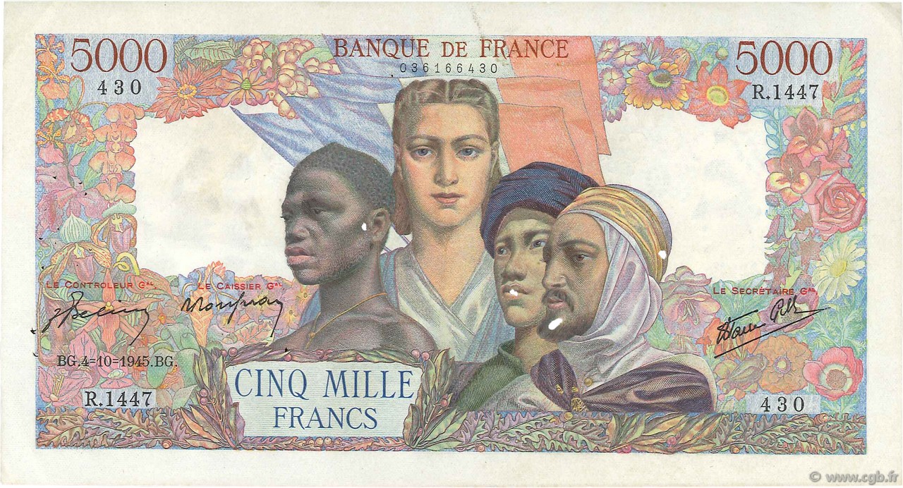 5000 Francs EMPIRE FRANÇAIS FRANCIA  1945 F.47.46 EBC