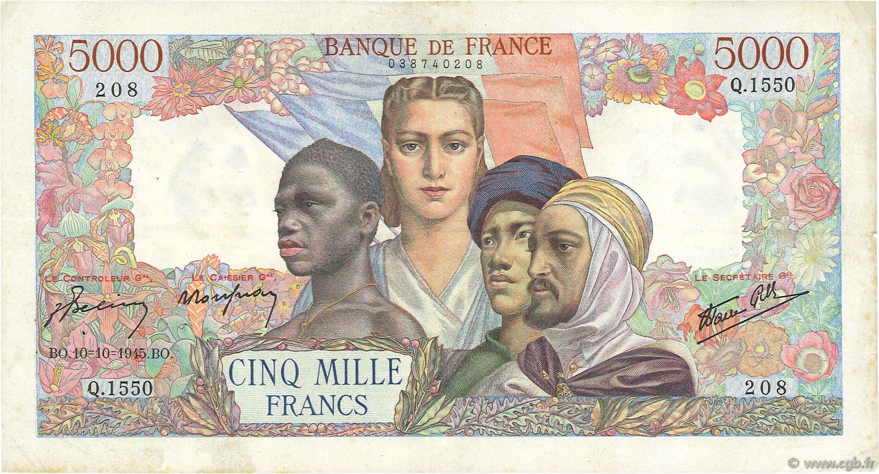 5000 Francs EMPIRE FRANÇAIS FRANCE  1945 F.47.47 VF