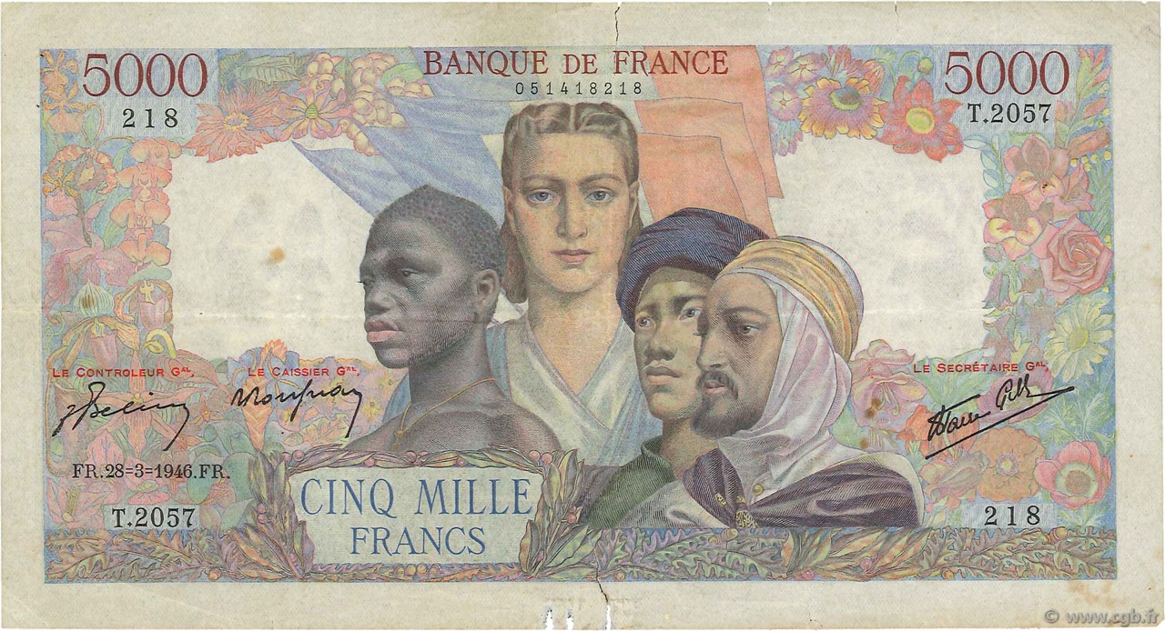 5000 Francs EMPIRE FRANÇAIS FRANCIA  1946 F.47.51 BC