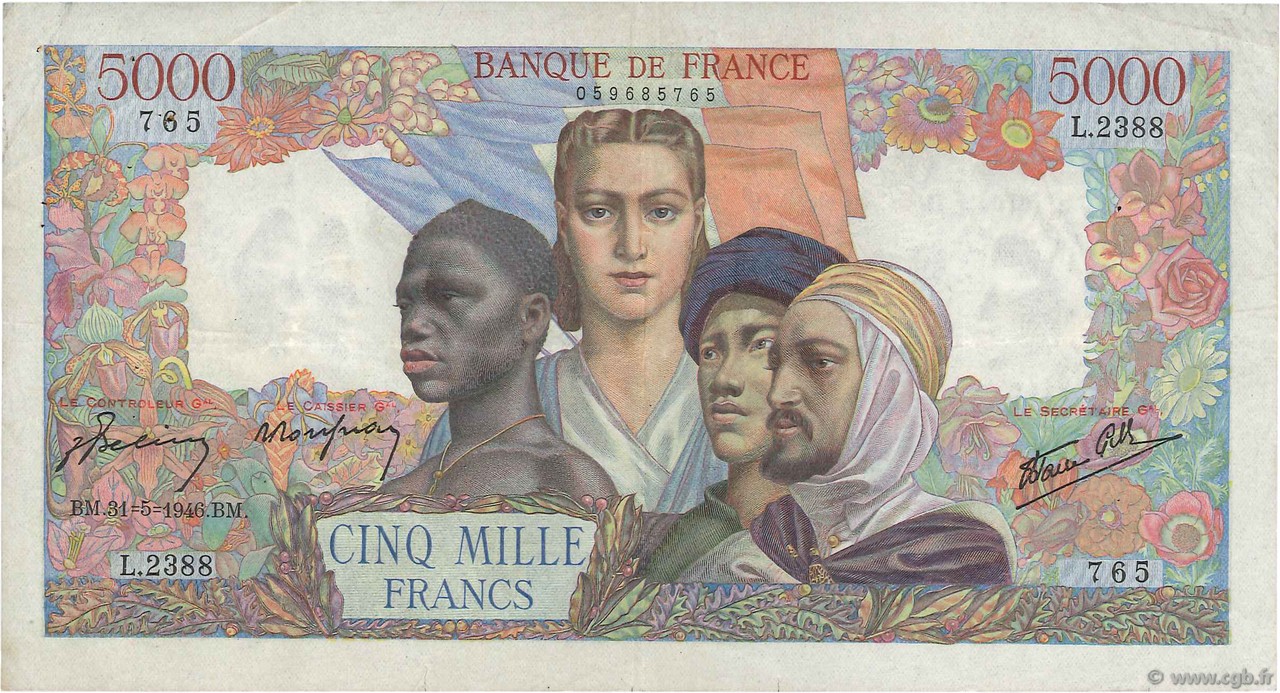 5000 Francs EMPIRE FRANÇAIS FRANCIA  1946 F.47.54 MBC