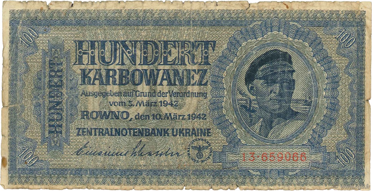 100 Karbowanez UCRANIA  1942 P.055 RC