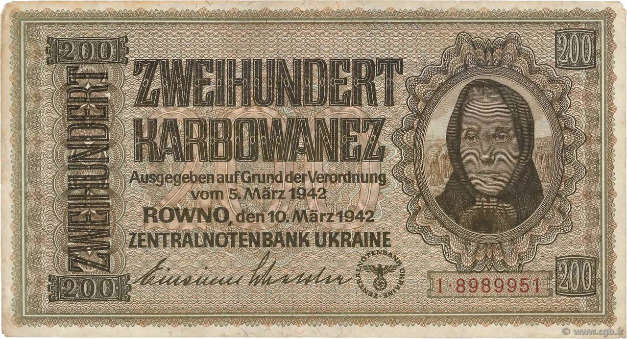200 Karbowanez UKRAINE  1942 P.056 F