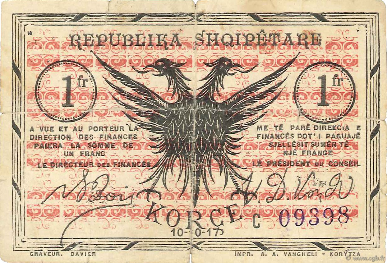 1 Franc ALBANIA  1917 PS.146a MB