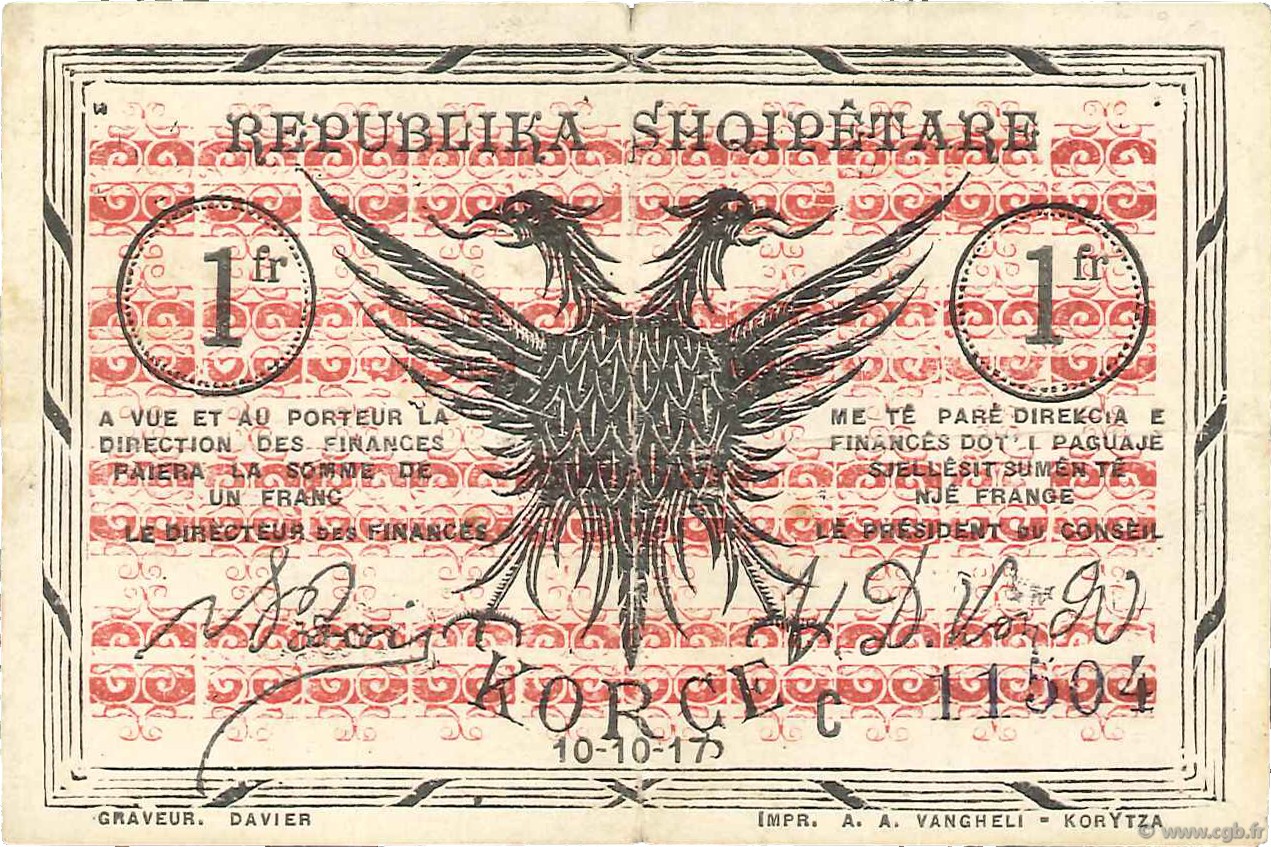 1 Franc ALBANIA  1917 PS.146c VF