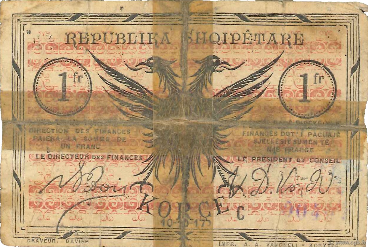 1 Franc ALBANIA  1917 PS.146a/b P