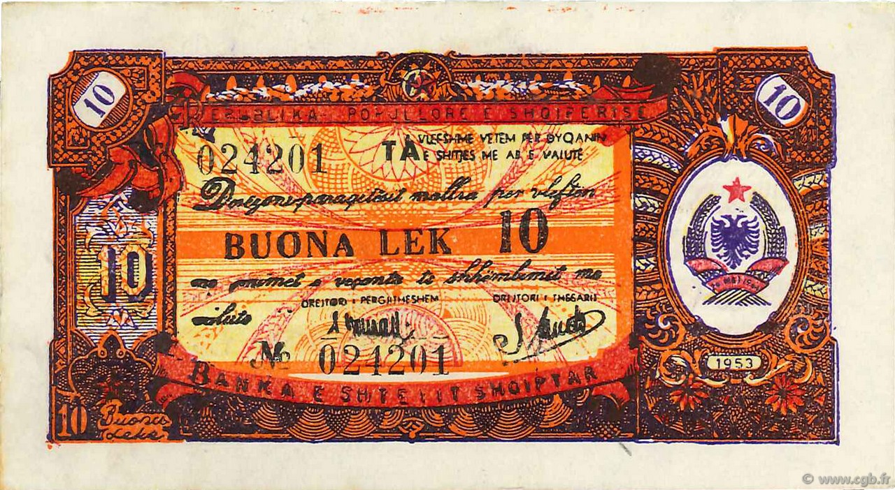 10 Lek ALBANIE  1953 P.FX06 SPL