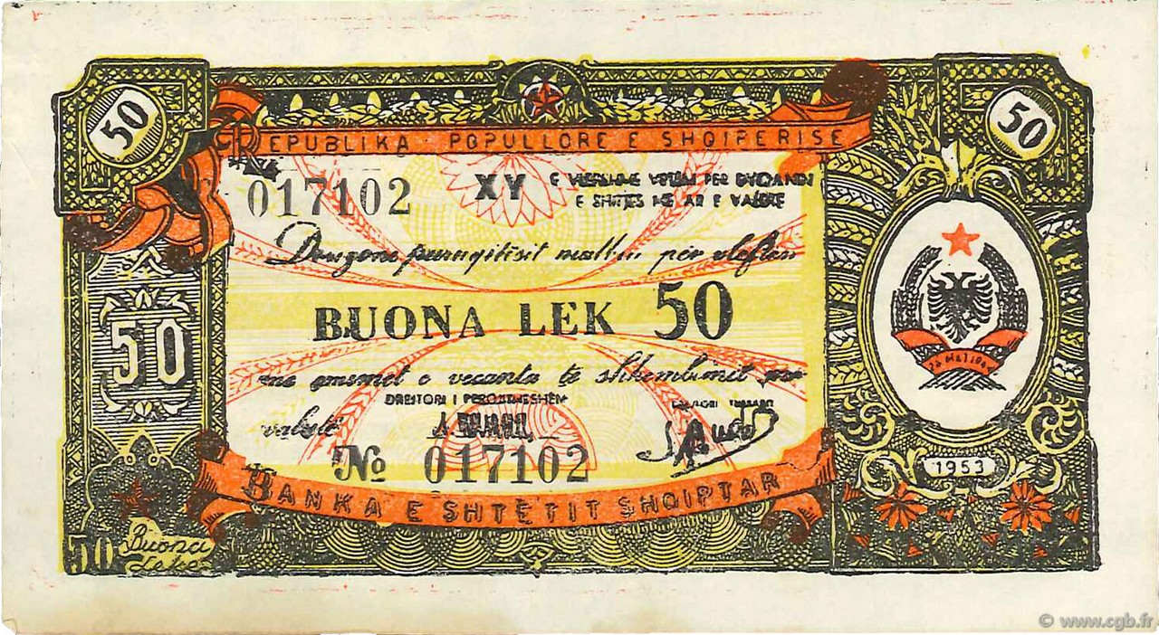 50 Lek ALBANIA  1953 P.FX07 SPL