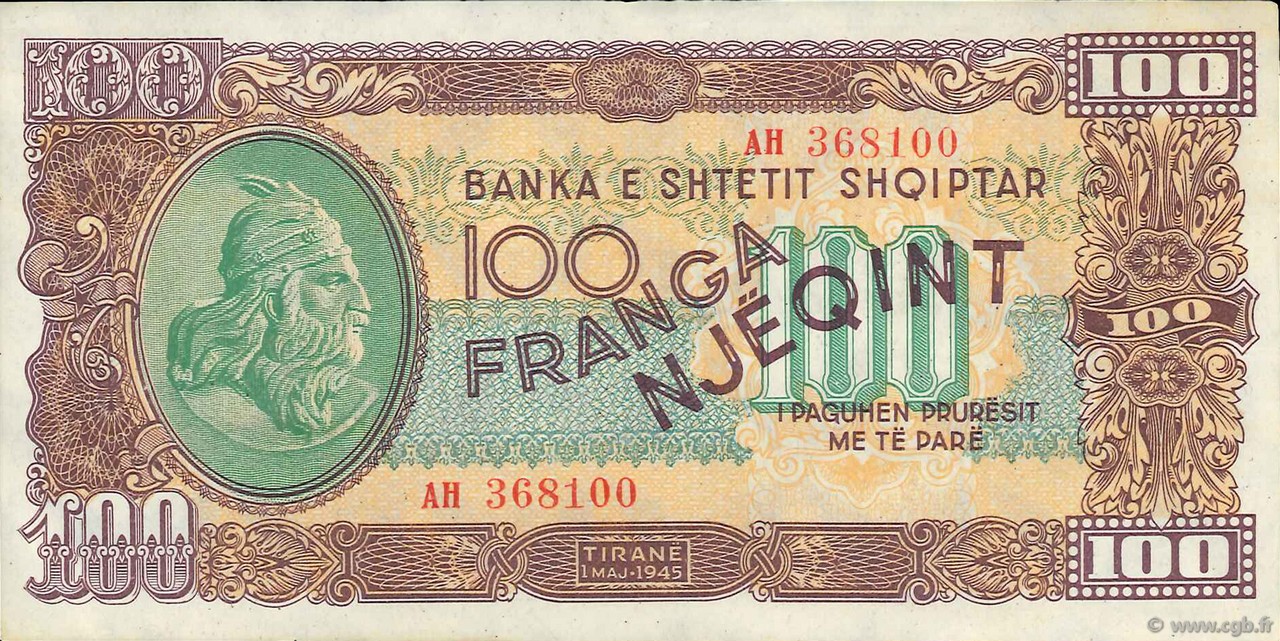 100 Franga ALBANIEN  1945 P.17 fST