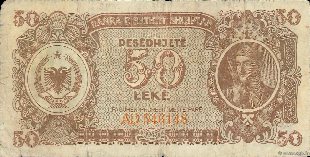 50 Lekë ALBANIEN  1947 P.20 SGE
