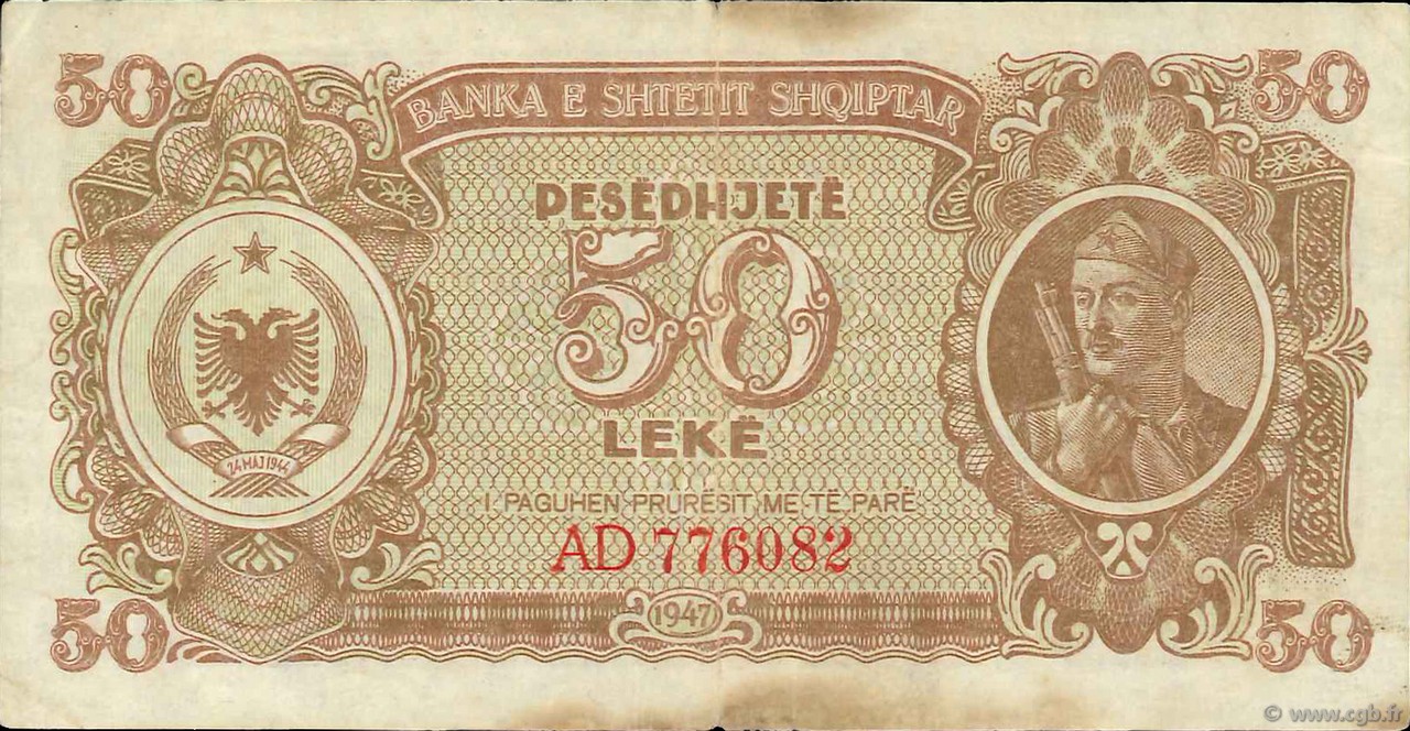 50 Lekë ALBANIE  1947 P.20 TTB