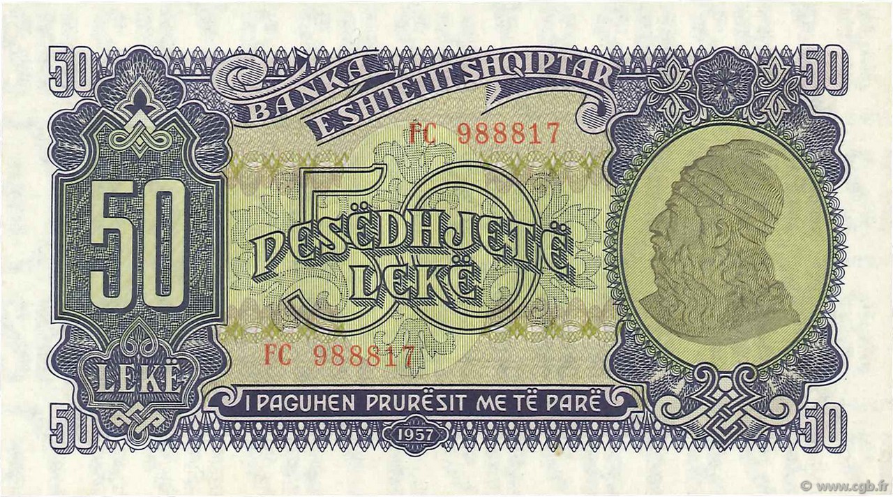 50 Lekë ALBANIA  1957 P.29a FDC