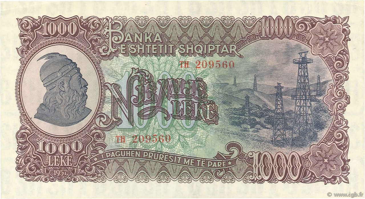 1000 Lekë ALBANIEN  1957 P.32a VZ